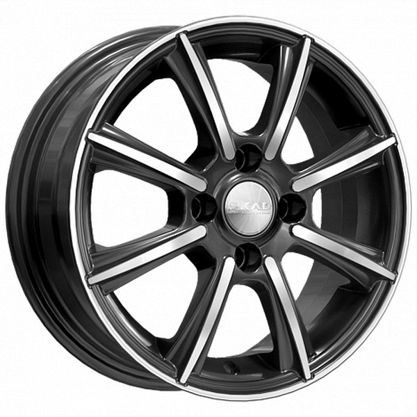 Авто диск Skad Монако Алмаз 4x100 R14 литой черный с полировкой et49 d56,6